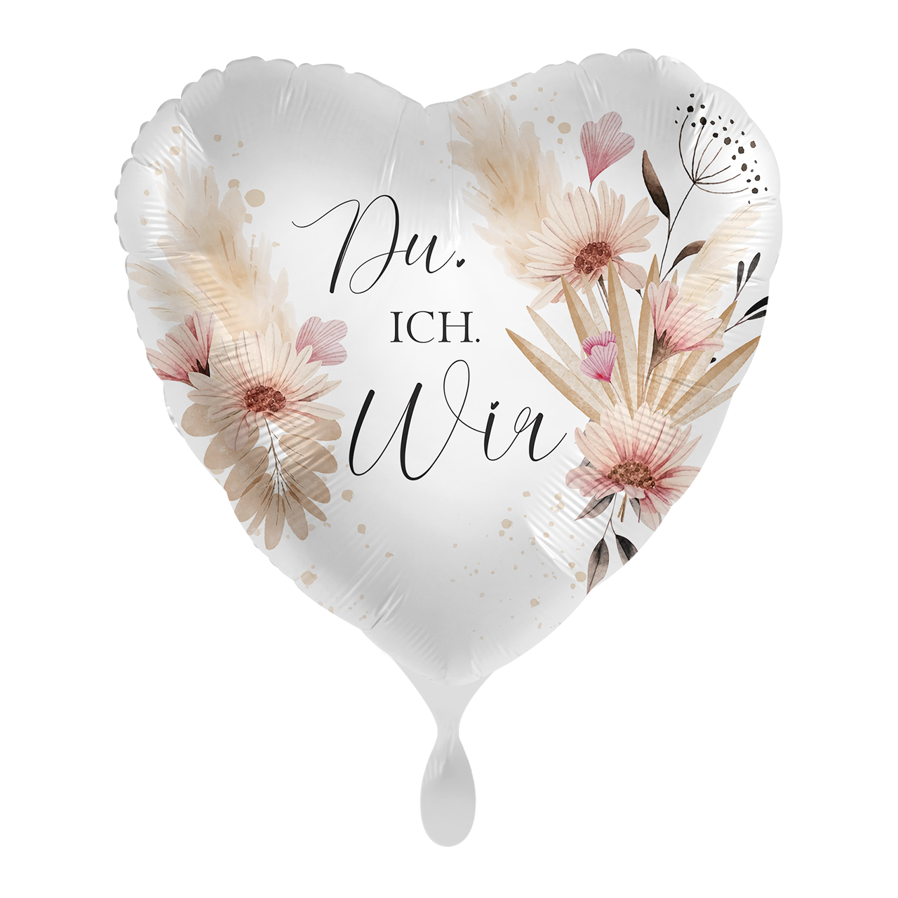 Hochzeit Ballon Geschenk Deko mit der Aufschrift Du, Ich Wir verziert mit Blumen