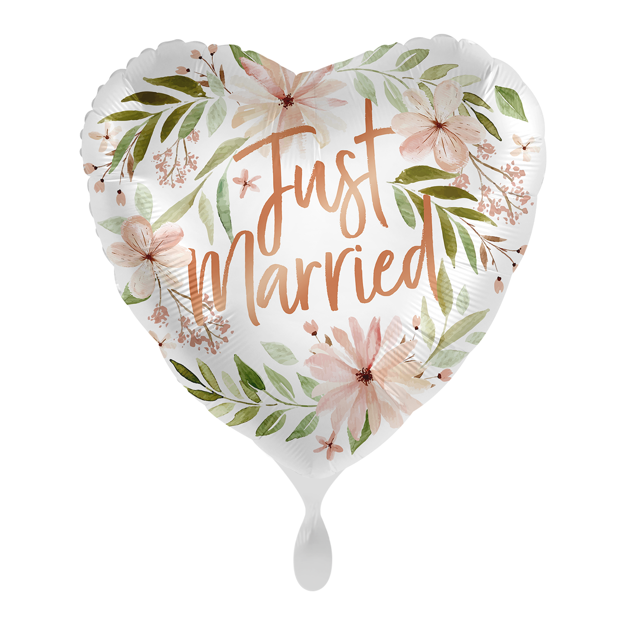 Hochzeit Ballon Geschenk Deko 45cm - Folienballon Just Married Blüten und Blätter