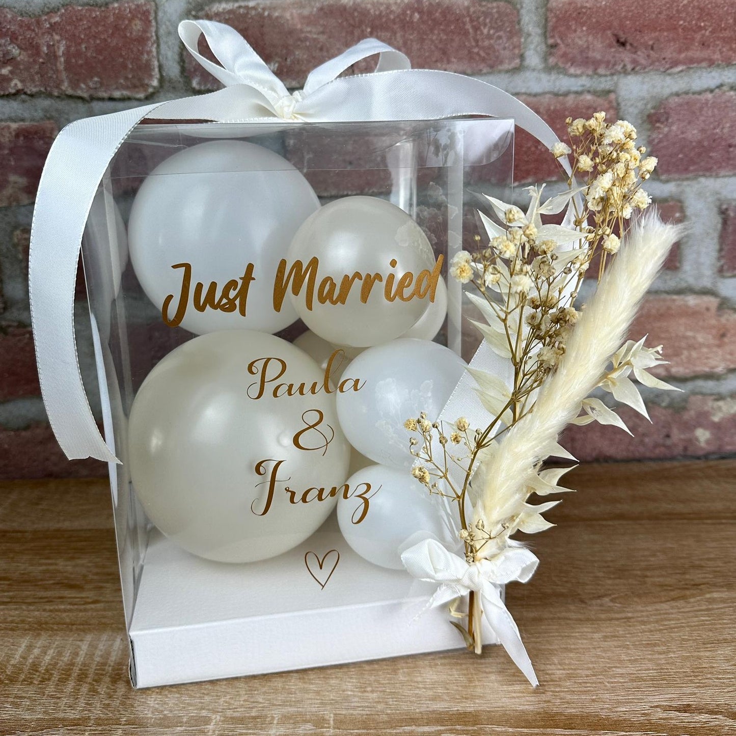 Ballonbox Hochzeit Schleife - Geldgeschenk