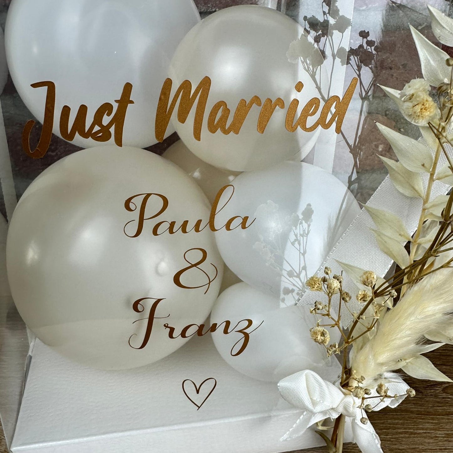 Ballonbox Hochzeit Schleife - Geldgeschenk