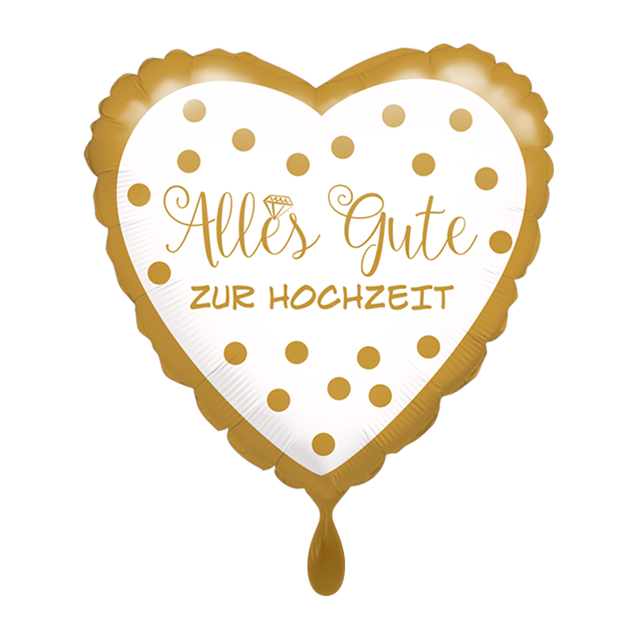 Folienballon in Herzform in Gold und Weiss zur Hochzeit. Verschenken Sie einen tollen Ballon zum besonderen Tag!