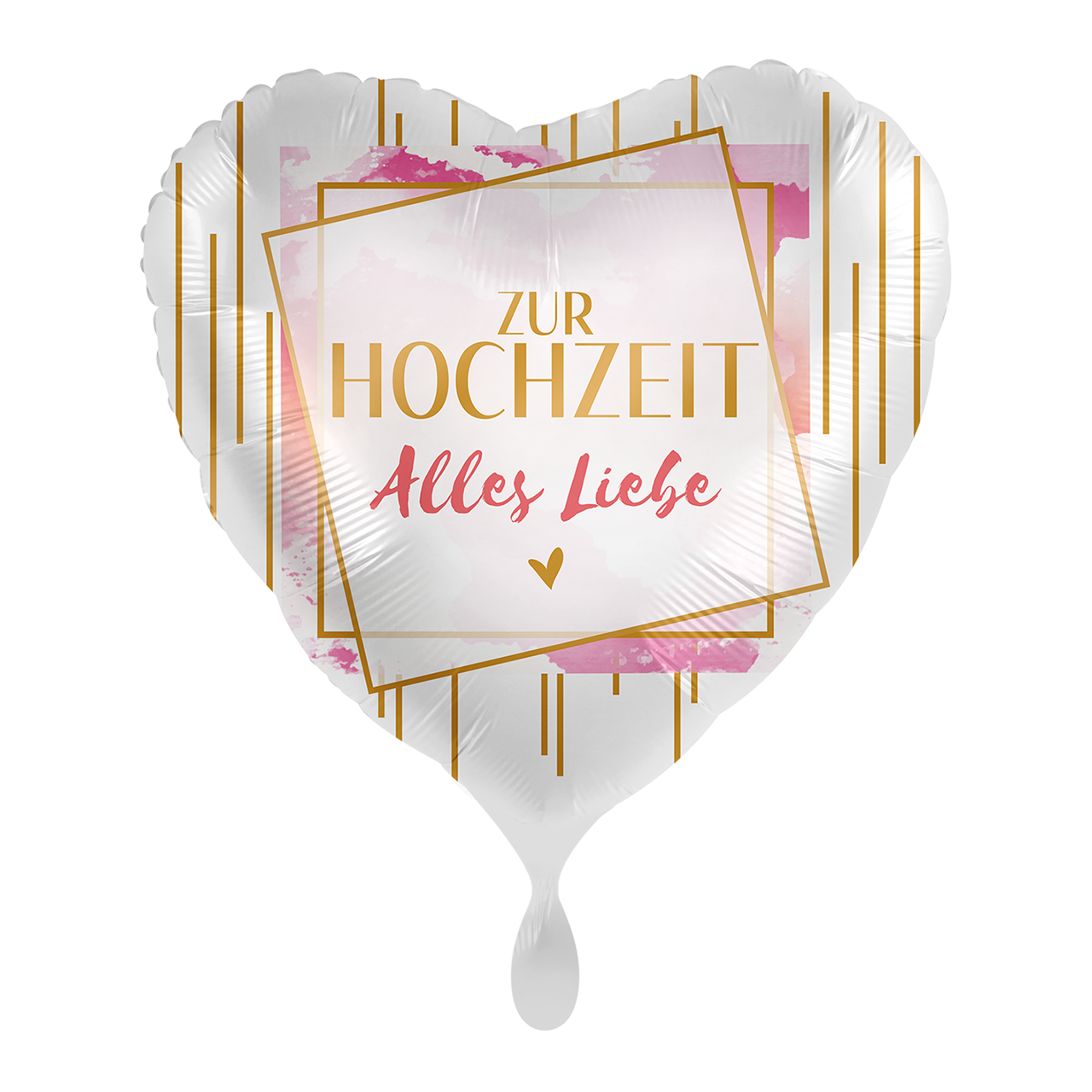 Folienballon in Herzform mit dem Aufdruck " Zur Hochzeit alles Liebe "Mit kleinen schlichten Verzierungen ein Klassiker unter den Hochzeitsballons. Verschenken Sie einen tollen Ballon zum besonderen Tag!