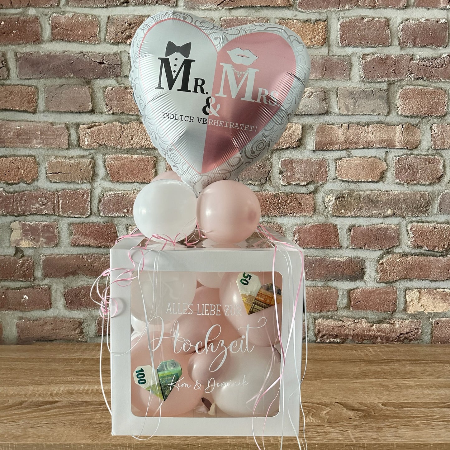 Ballonbox Hochzeit - Geldgeschenk - "Mr. & Mrs"
