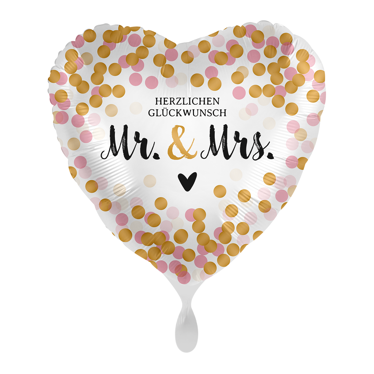 Folienballon in Herzform mit dem Aufdruck " Herzlichen Glückwunsch Mr. & MRs. ". Mit kleinen schlichten Verzierungen ein Klassiker unter den Hochzeitsballons. Verschenken Sie einen tollen Ballon zum besonderen Tag!
