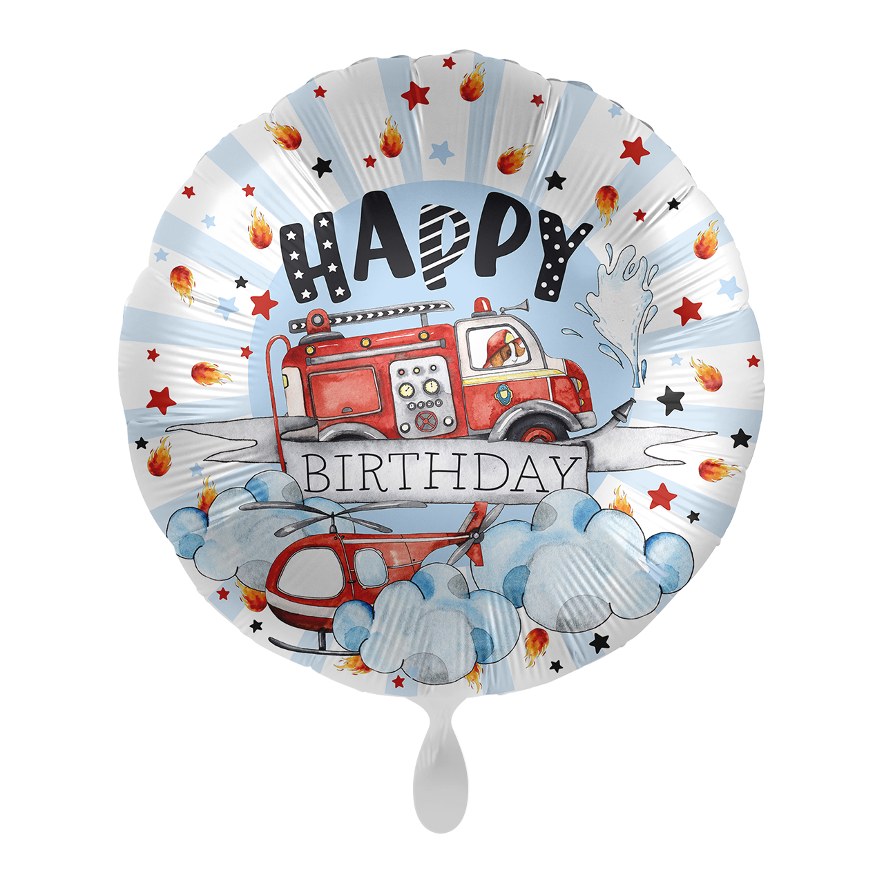 Ballon - Feuerwehr Happpy Birhtday  -  ø43cm - Rund