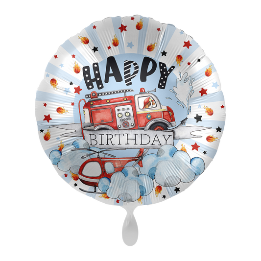 Ballon - Feuerwehr Happpy Birhtday  -  ø43cm - Rund
