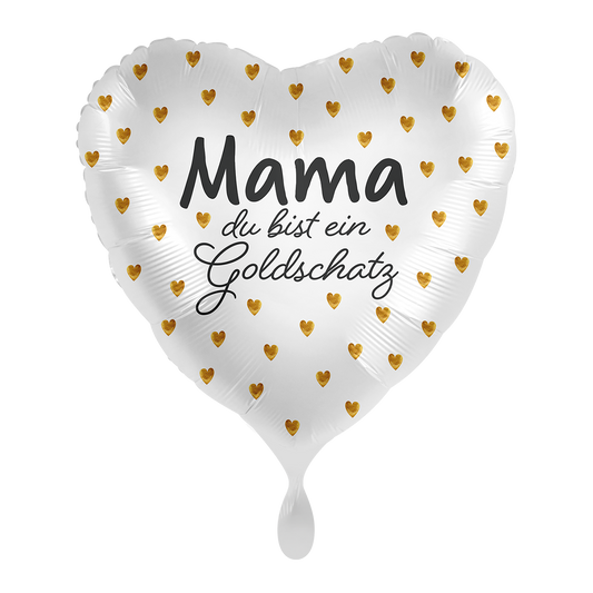 Ballon - Mama du bist ein Goldschatz  - ø43cm -  Herz 
