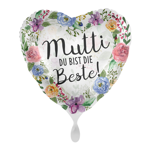 Ballon - Mutti du bist die Beste - ø43cm -  Herz