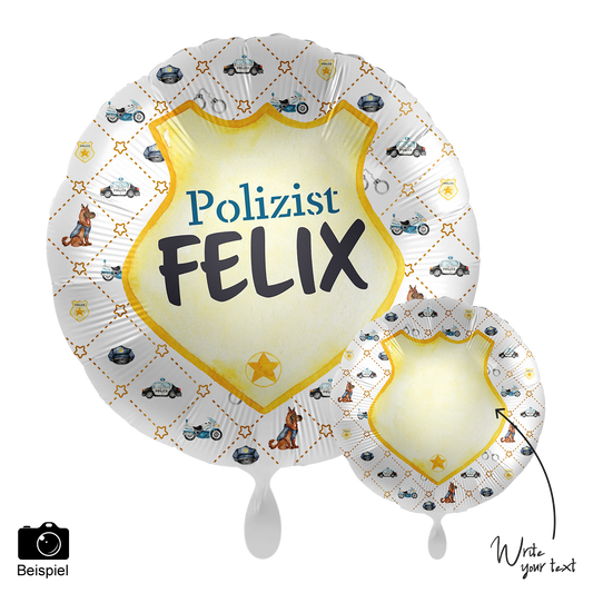 Ballon - Polizei  -  ø43cm - Rund 