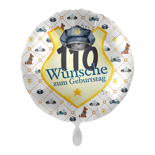 Ballon - Polizei 110  -  ø43cm - Rund