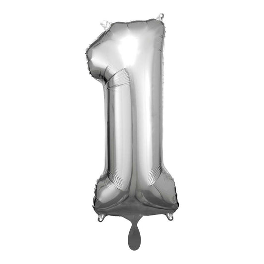 Ballon -  Zahl 1 - Silber  - 66cm 