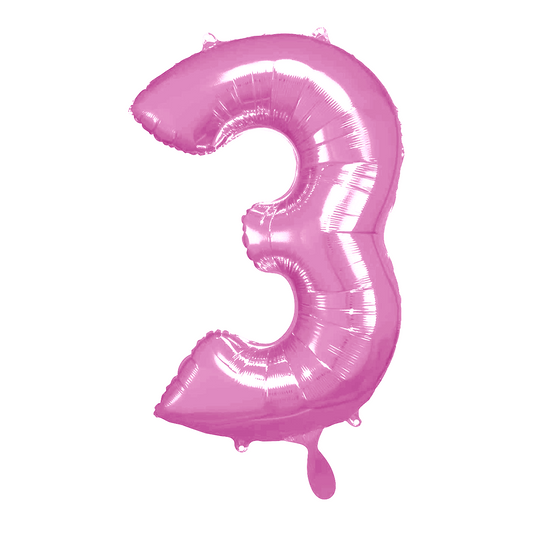 Ballon -  Zahl 3 - Pink  - 66cm 
