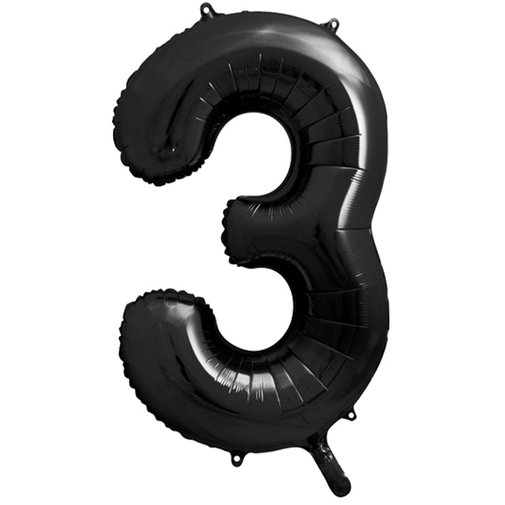 Ballon -  Zahl 3 - Schwarz - 86cm 
