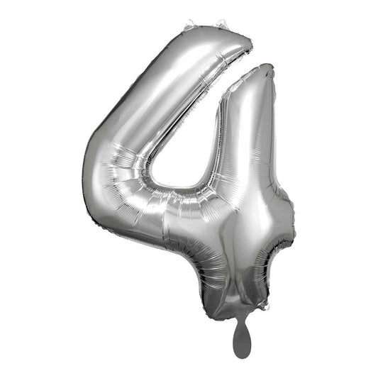 Ballon -  Zahl 4 - Silber  - 66cm 