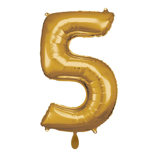 Ballon -  Zahl 5 - Gold - 66cm 