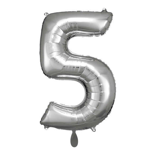 Ballon -  Zahl 5 - Silber  - 66cm 