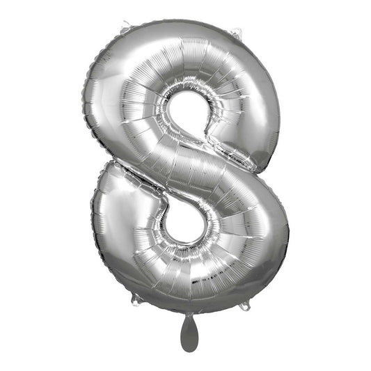 Ballon -  Zahl 8 - Silber  - 66cm 