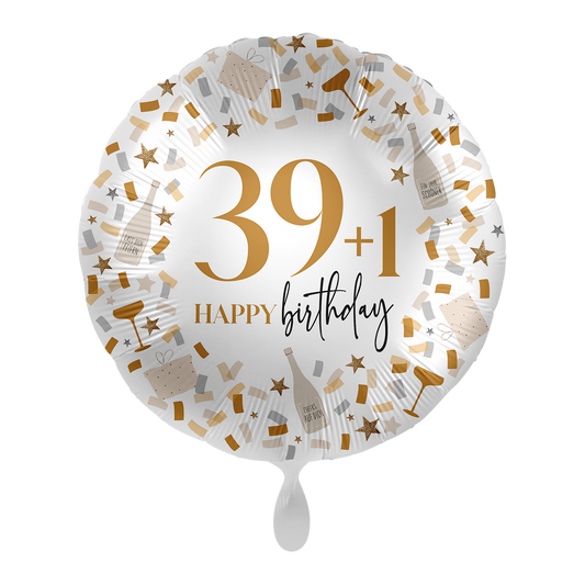 Ballon 40. Geburtstag mit Aufschrift 39+1
