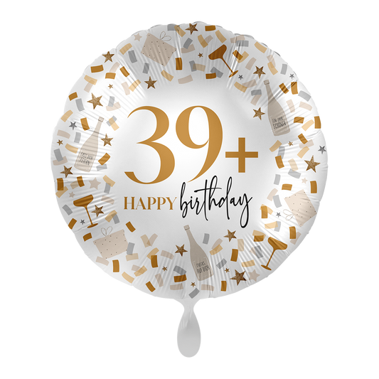 Ballon 40. Geburtstag mit Aufschrift 39+Happy Birthday