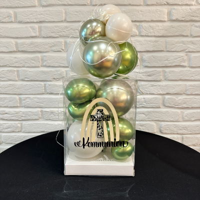 Ballonbox - Geburtstag - Kommunion - "1. Heilige Kommunion"grün