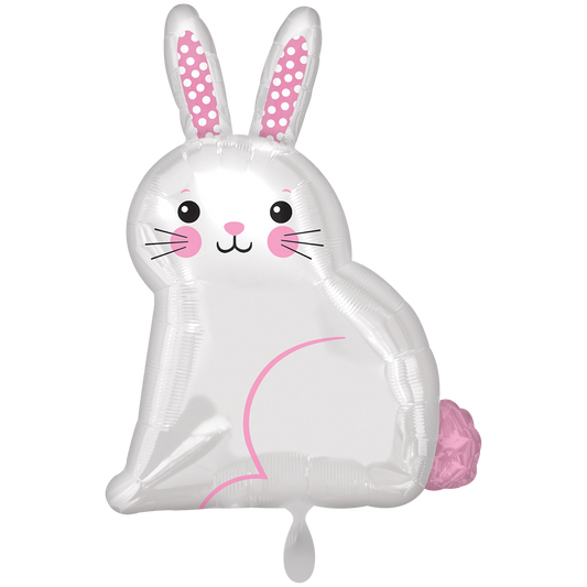 Der süße Folienballon im Form eines Häschen ist perfekt. Mit kleinen süßen rosa&nbsp;Akzenten.  Ein toller Tierballon - perfekt als Geschenk für jedes Kind.&nbsp;  Mit dem Automatikschließventil kann der Ballon mit Helium oder Luft gefüllt werden.