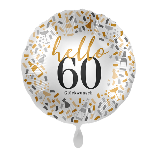 Folienballon - Hello 60 - Glückwunsch - Heliumfüllung 