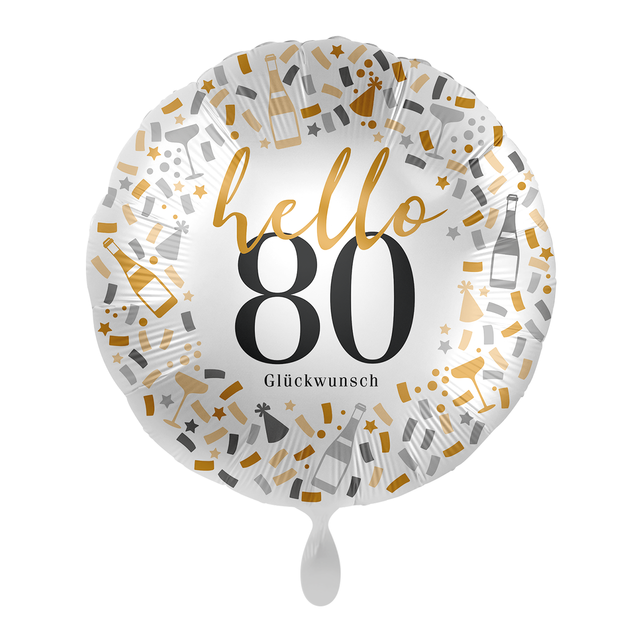 Folienballon - Hello 80 - Glückwunsch - Heliumfüllung 