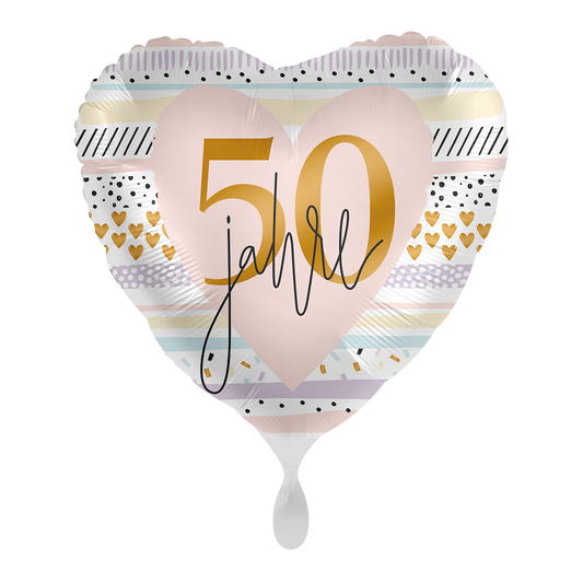 Folienballon - Herz - 43cm - 50 Jahre - Runder Geburtstag - Heliumfüllung 
