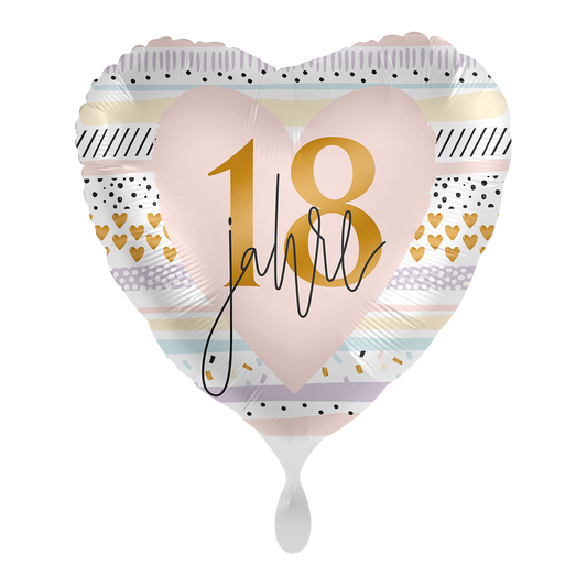 Folienballon - Herz - 43cm - Volljährig - Endlich 18 - Heliumfüllung