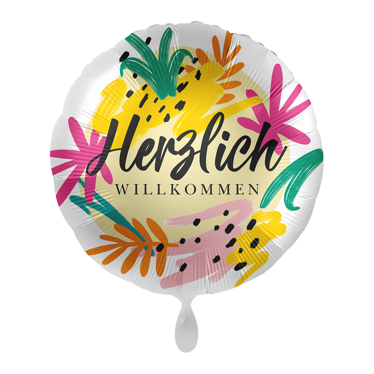 Folienballon mit der Aufschrift "Herzlich Willkommen &nbsp;" im Aloha Stil. &nbsp;Dekorieren Sie den Empfang herzlich mit unseren Ballons - Freude ist garantiert!&nbsp;  Mit dem Automatikschließventil kann der Ballon mit Luft oder Helium mehrfach gefüllt werden.&nbsp;