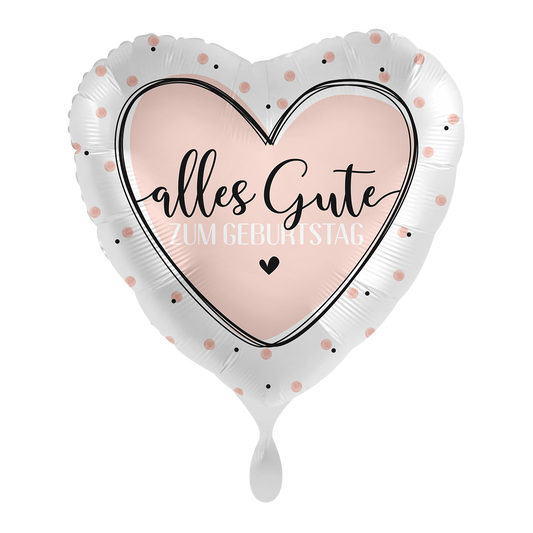 Folienballon zum Geburtstag mit der Aufschrift "Alles Gute zum Geburtstag " mit kleinen rosa Konfetti Verzierungen.&nbsp;