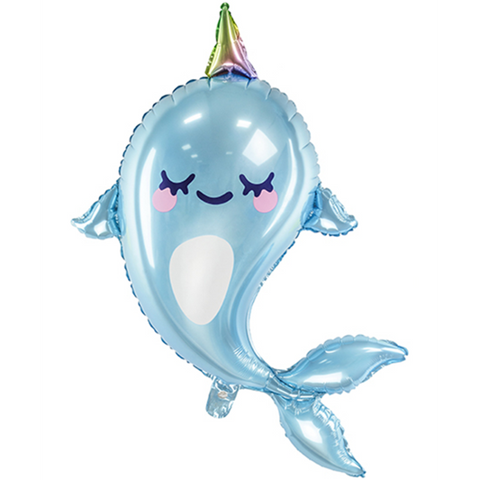 Süßer Delfin aus dem Wasser. Perfekt für jede kleine Unterwasserwelt Party.&nbsp;  Mit dem Automatikschließventil kann der Ballon mit Helium oder Luft gefüllt werden.