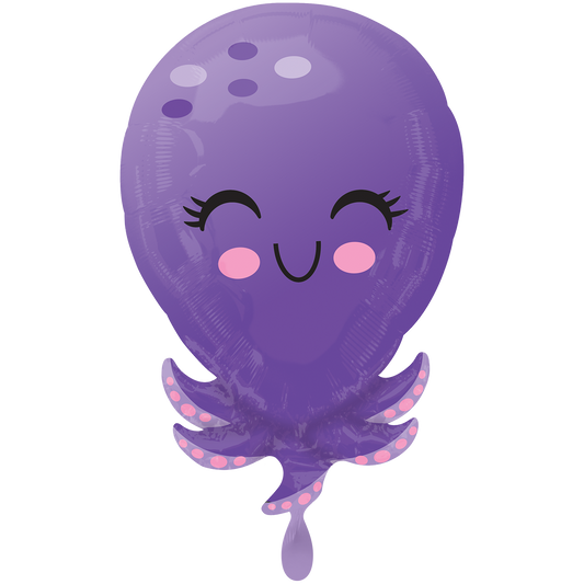 Süßer Oktopus aus dem Wasser. Perfekt für jede kleine Unterwasserwelt Party.&nbsp;  Mit dem Automatikschließventil kann der Ballon mit Helium oder Luft gefüllt werden.