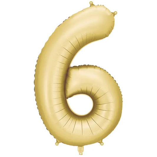 Zahlenballon - Gold satin - Zahl 6 - 86 cm 