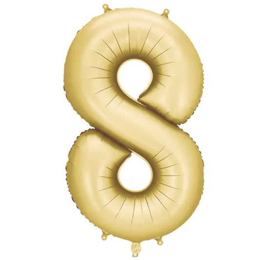 Zahlenballon - Gold satin - Zahl 8 - 86 cm 