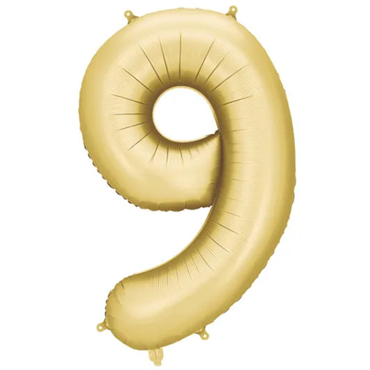 Zahlenballon - Gold satin - Zahl 9 - 86 cm 