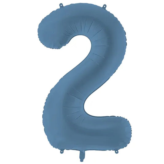 Zahlenballon - Misty Blau - Zahl 2 - 86 cm