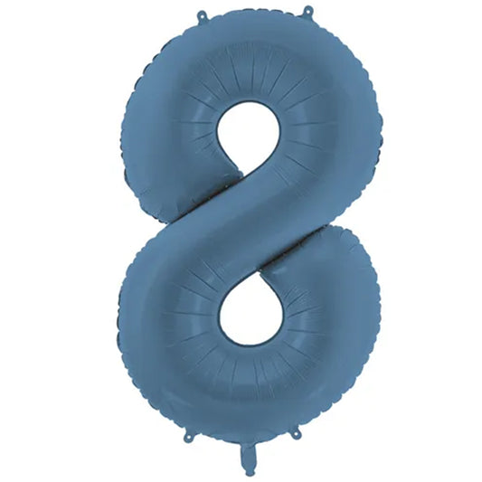 Zahlenballon - Misty Blau - Zahl 8 - 86 cm 