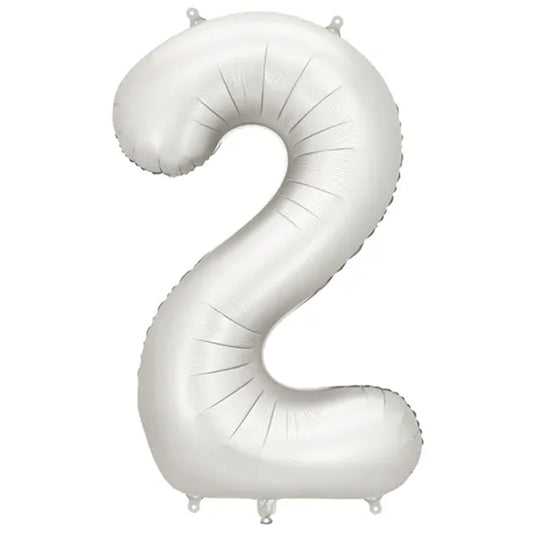 Zahlenballon - Silver satin - Zahl 2 - 86 cm 