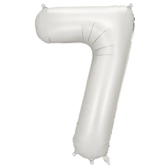 Zahlenballon - Silver satin - Zahl 7 - 86 cm 