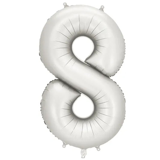 Zahlenballon - Silver satin - Zahl 8 - 86 cm