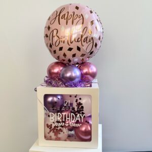 Geschenkbox - Ballonbox - Happy Birthday - rosa